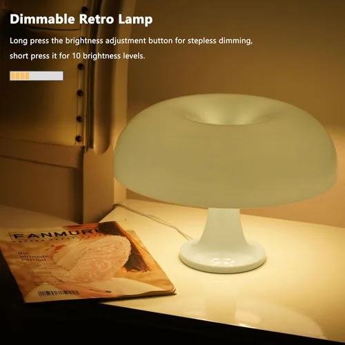 Miniatura 4 de Lámpara de mesa con forma de hongo en forma de dona, regulable, retro de los años 70, luz moderna de mediados de siglo con 3 modos de iluminación
