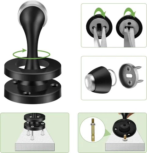 Miniatura 7 de Topes magnéticos para puerta, topes de puerta negros para la parte inferior de la puerta, montaje en pared, protector de pared magnético resistente