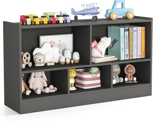 Miniatura 12 de KOTEK Organizador de almacenamiento de juguetes, estantería infantil de 8 cubos, estantería de madera de 4 niveles, estante abierto para guardería