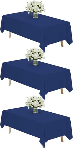Miniatura 48 de Fixwal Paquete de 2 manteles rectangulares negros de 60 x 102 pulgadas, reutilizables, resistentes, lavables, para mesas de 6 pies, bodas, fiestas