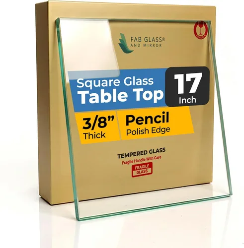 Miniatura 38 de Tablero de vidrio templado transparente de 10 pulgadas cuadradas con borde biselado de 1/2 pulgada de espesor para mesas de comedor, de café