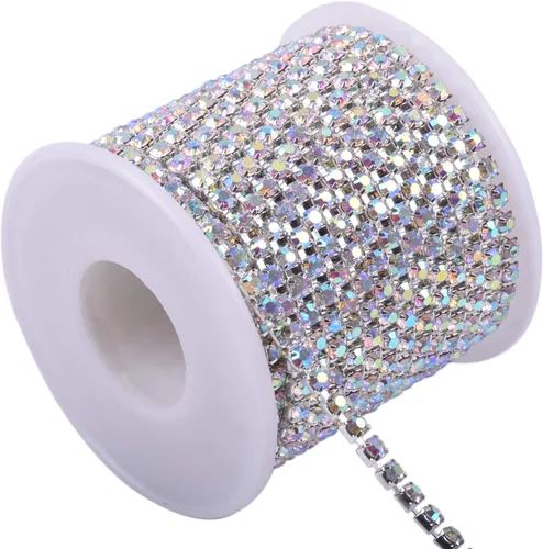 Miniatura 17 de KAOYOO - Cadena de diamantes de imitación de 9 metros (10 yardas) con cristal de 4 mm para costura, manualidades y decoración de bricolaje