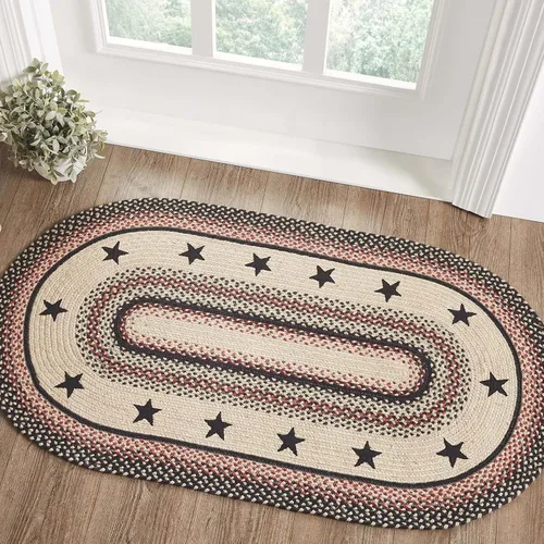 Miniatura 15 de VHC Brands Colonial Star - Alfombra decorativa, mezcla de yute, medio círculo, estrella roja y negra, 16.5 x 33 pulgadas
