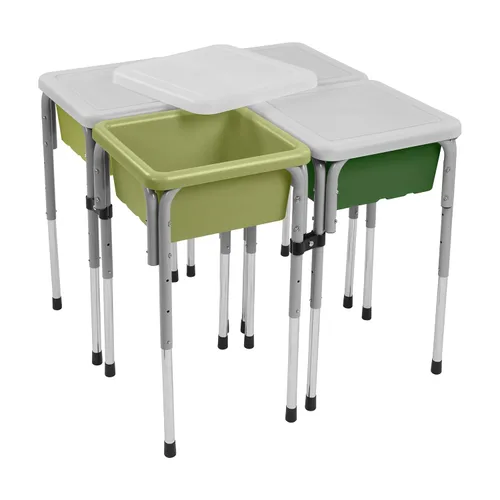 Miniatura 18 de ECR4Kids Mesa de juego ajustable para arena y agua de 4 estaciones, contenedores sensoriales, contemporánea
