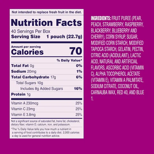 Miniatura 2 de Welch's Paquete de aperitivos de frutas, frutas mixtas y bayas y cerezas, sin gluten, paquete a granel, bolsas individuales de una sola porción, 0.8