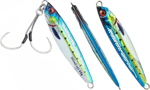 Miniatura 3 de OCEAN CAT Señuelos de pesca con jigging de paso lento, kit de plantillas brillantes para pesca en agua salada con ayuda de anzuelo lento, anzuelo