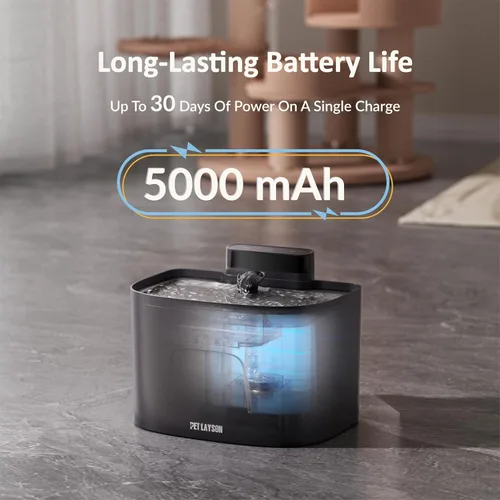 Miniatura 3 de PET LAYSON - Fuente de agua para gatos sin bombas, fuentes inalámbricas inteligentes que funcionan con pilas, 3.6L/122 onzas con tecnología Maglev