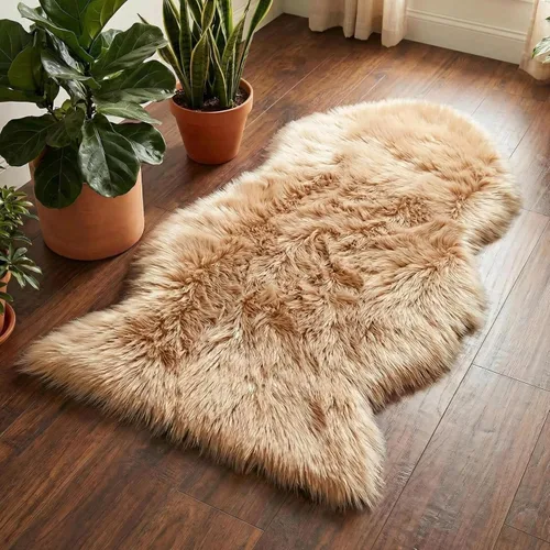 Miniatura 6 de duduta - Alfombra de pelo sintético de lana de oveja beige 2x3 pies, suave y esponjosa, funda para silla de pelo mullido, alfombra pequeña