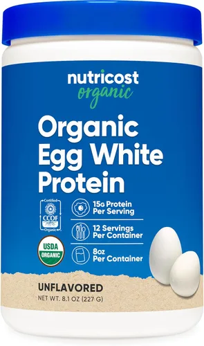 Nutricost Proteína orgánica de clara de huevo en polvo, 8 onzas (sin sabor), 0.51 onzas de proteína por porción, sin OMG, sin gluten