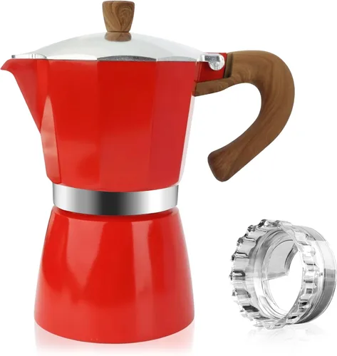 Miniatura 15 de ShanSon Moka Pot - Cafetera de café expreso de 3 tazas de 5 onzas, cafetera italiana manual cubana, cafetera italiana espresso greca para capuchino