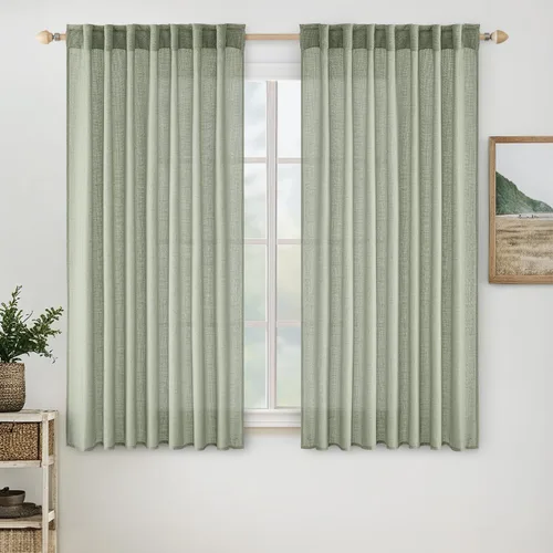 Miniatura 13 de MIULEE Cortinas de lino blanco de 108 pulgadas de largo para dormitorio, sala de estar, cortinas de ventana con textura de lino suave y grueso, Lino