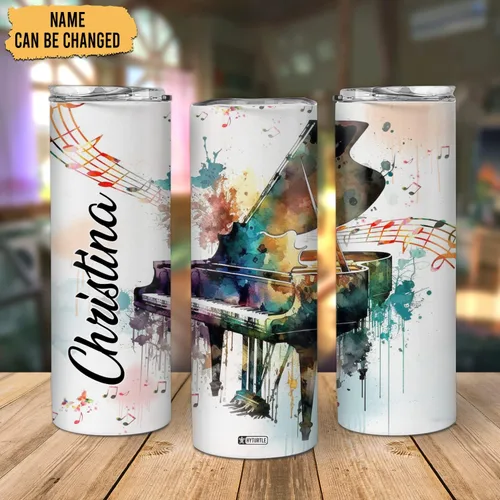 Miniatura 2 de Hyturtle Vaso delgado personalizado para pianista amante del piano, regalos de cumpleaños para amantes del piano, regalos de piano para hombres
