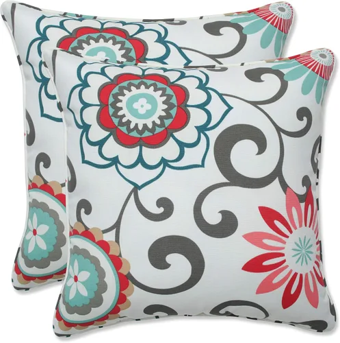 Miniatura 9 de Pillow Perfect - Cojines decorativos florales brillantes para interiores/exteriores, 2 unidades, lumbar - 11.5 x 18.5 pulgadas, verde/rojo Zoe