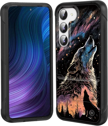 Miniatura 76 de Funda para Galaxy S24 Plus con soporte, doble capa híbrida de policarbonato duro y silicona suave, resistente a prueba de golpes, funda protectora