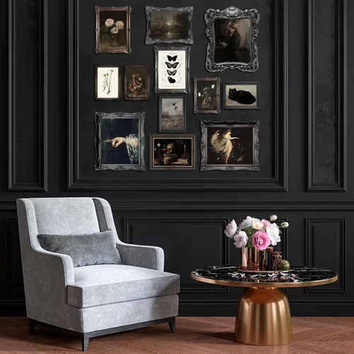 Miniatura 4 de LANCHI95 12 piezas de decoración Dark Academia, imágenes estéticas de decoración oscura melancólica, láminas de arte mural gótico victoriano