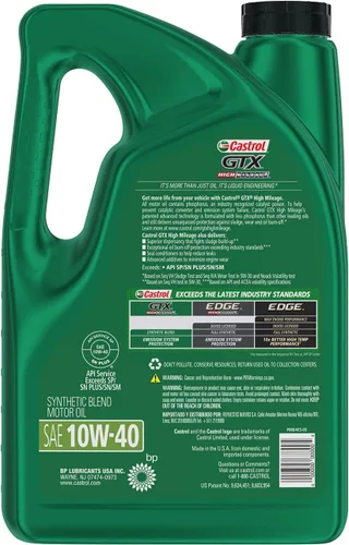 Miniatura 2 de Castrol Aceite de motor de mezcla sintética GTX High Mileage 10W-40, 5 cuartos de galón, paquete de 2