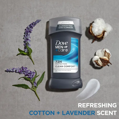 Miniatura 4 de DOVE MEN + CARE Desodorante en barra para hombre, Clean Comfort, 4 unidades, sin aluminio, protección contra olores de 72 horas, desodorante