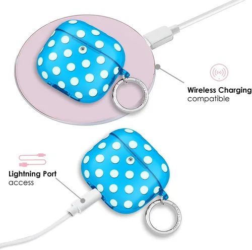 Miniatura 4 de VELVET CAVIAR Compatible with AirPods 4 Case with Keychain - Cute Protective Hard 4th Generation Cases for Women - Blue Aquamarine Polka Dot