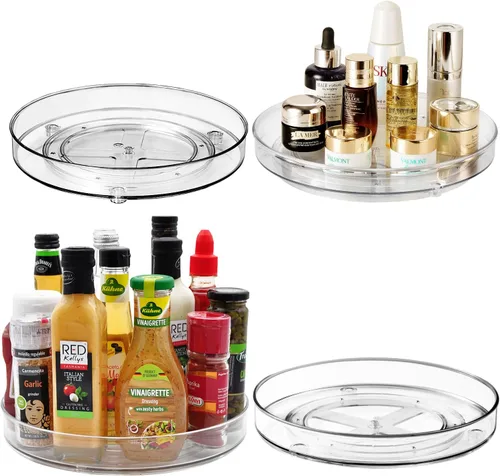 Miniatura 10 de Amolliar Lazy Susan de 2 niveles de 11 pulgadas, organizador giratorio para gabinete, cocina, nevera, encimera, baño, organizador de despensa