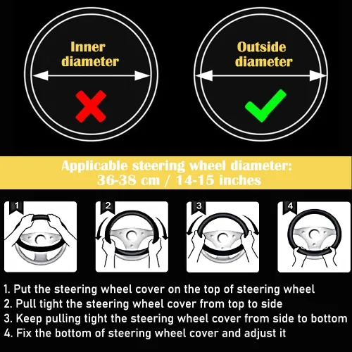 Miniatura 7 de Funda para volante con destellos para mujeres y niñas, cubierta de volante de diamantes de imitación de color negro con brillantes de piel