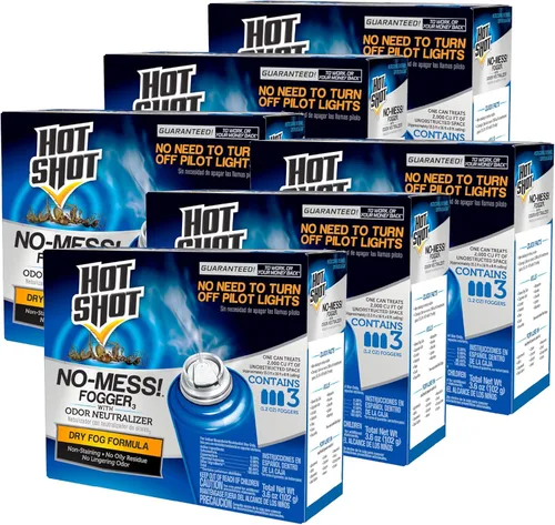 Miniatura 16 de Hot Shot ¡No-Mess! Nebulizador con Neutralizador de Olores 3 Unidades - Latas de 1.2 Onzas, Mata Insectos Ocultos, No Necesita Apagar las Luces