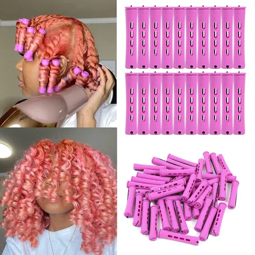 20 piezas de varillas para permanente de mujer para cabello natural: 2 tamaños de rulos de onda fría para rizar y peinar todo tipo de cabello -