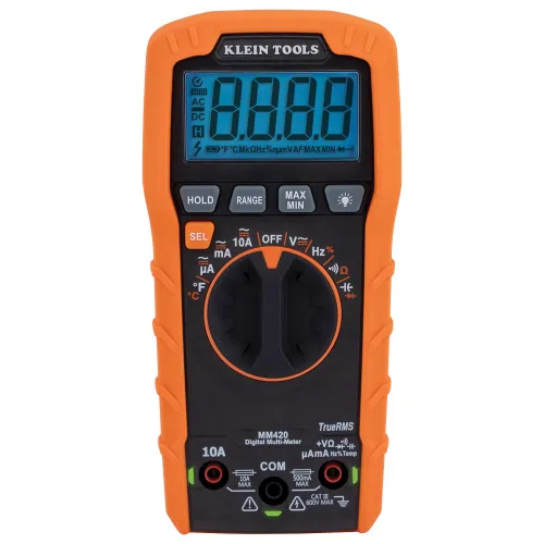 Miniatura 16 de Klein Tools ET270 Multímetro digital de rango automático, CA/CC, resistencia, continuidad, probador de receptáculo GFCI con cables de prueba y cable