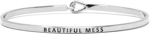By you - Brazalete con gancho, pulsera delgada grabada con un mensaje positivo e inspirador