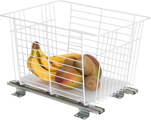 Miniatura 13 de Household Essentials Organizador de despensa de dos niveles de acero blanco con detalles de plástico forrado limpio