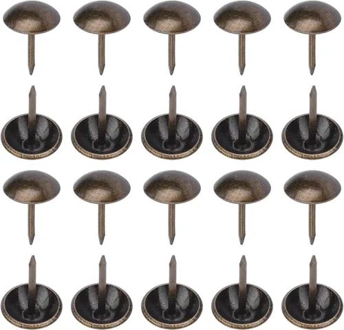 Miniatura 37 de MroMax 120 tachuelas de clavos para tapicería de 0.47 pulgadas de diámetro, hierro de estilo vintage, de metal, redondos, de 0.67 pulgadas de altura