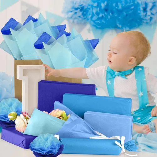 Miniatura 5 de NEBURORA 108 hojas de papel de regalo azul para graduación, papel de seda a granel para Pascua, cumpleaños, boda, Navidad, vacaciones, embalaje