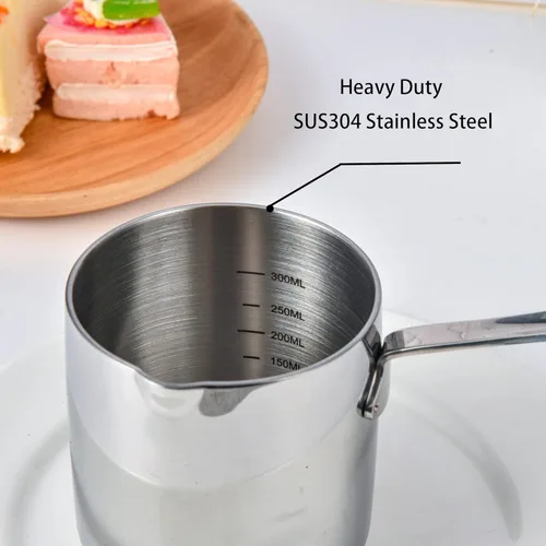 Miniatura 4 de IMEEA Calentador de mantequilla de 10 oz / 10.1 fl oz de una sola porción de leche y salsa sartén de calefacción 18/10 de acero inoxidable de tres
