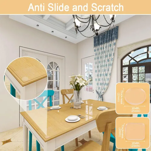 Miniatura 6 de Protector de mesa de vidrio suave transparente de alta calidad, antideslizante y arañazos para mesa de cristal, almohadillas de goma no adhesivas