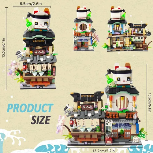 Miniatura 6 de Kit de mini bloques plegables japoneses de vista callejera - Tienda Izakaya, juguete de tienda de mini marca japonesa, regalo para adultos, niños