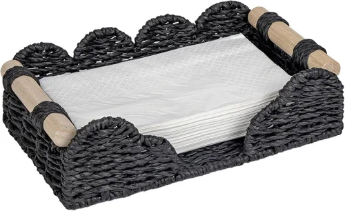 Miniatura 14 de CubesLand Servilletero festoneado para decoración de baño, dispensador de servilletas plano de cuerda de papel, bandeja para toallas de invitados