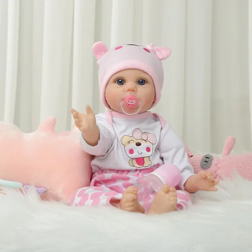 Miniatura 7 de Kdudgso Muñecas de bebé Reborn para niña de 22 pulgadas, muñeca de bebé de silicona realista, muñecas de bebé de la vida real hechas a mano, cuerpo