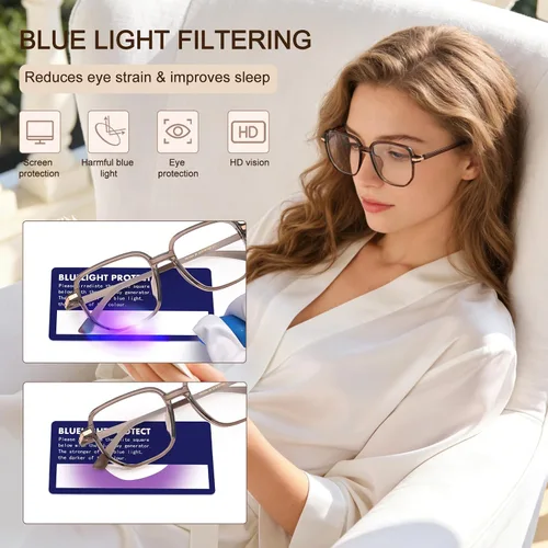 Miniatura 2 de Dollger Square Blue light Glasses for Women Men Oversized Bluelight Blocking Computer Screen Stylish Eyeglasses TR90 Frame