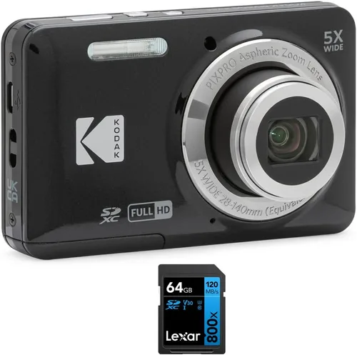 Miniatura 11 de Kodak FZ55BL PIXPRO - Cámara digital azul con tarjeta de memoria Lexar 64GB de alto rendimiento 800x UHS-I SDHC serie azul