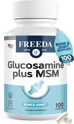 Freeda Vegan Glucosamine MSM – Glucosamina Vegetariana HCl 1500 mg sin mariscos + MSM 750 mg para apoyo articular, flexibilidad y movilidad –