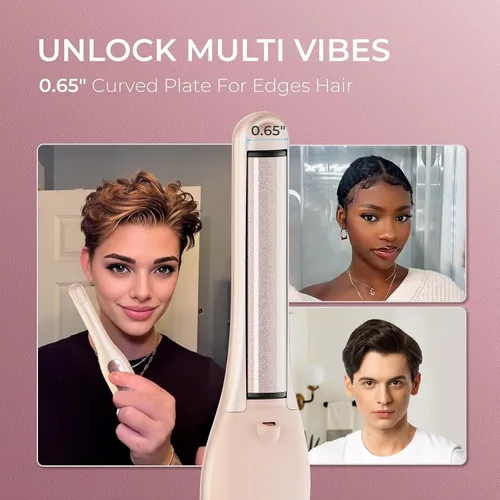 Miniatura 5 de TYMO Plancha plana mini inalámbrica para cabello corto, rizador portátil de 0.65 pulgadas para viajes, alisador y rizador de pelo 2 en 1, plancha