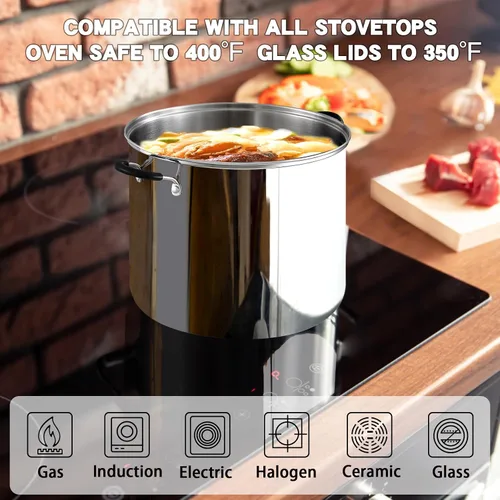 Miniatura 4 de Sartén para saltear con tapa Cook N Home, de acero inoxidable 10", Plateado Utensilios de cocina de inducción para sopa, enlatado, apto