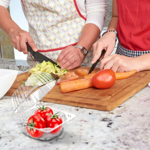Miniatura 6 de BallHull 50 recipientes de plástico transparente engrosado con bisagras para llevar, recipientes desechables tipo concha para alimentos y pasteles