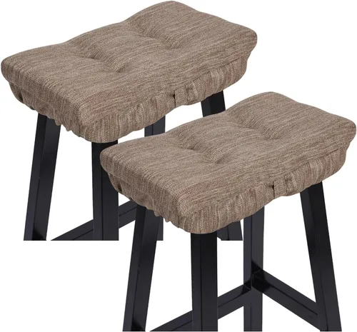 Miniatura 9 de baibu Juego de 2 cojines de espuma viscoelástica rectangulares, diseño de doble capa, cojín para taburete de bar con lazos, solo 2 almohadillas
