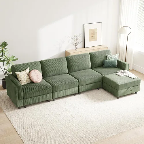 Miniatura 29 de KKL Sofá modular de 84 pulgadas, sofás de 3 plazas para sala de estar con almacenamiento, sofá modular de asiento profundo seccional, funda