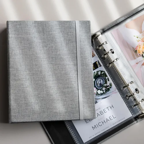 Miniatura 24 de Álbum de fotos de cabina de fotos - Cuaderno con purpurina de 6 anillas, carpeta brillante con 20 fundas para fotos de 2x6 - Se adapta a 80 tiras