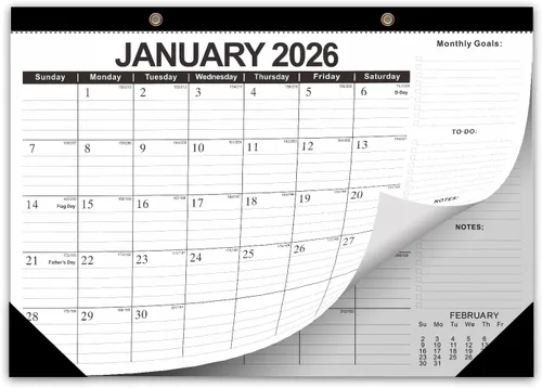 Kyweel Calendario de escritorio 2026-2027, calendario de escritorio de 18 meses/calendario de pared, 17 x 12 pulgadas, enero de 2026 a junio de
