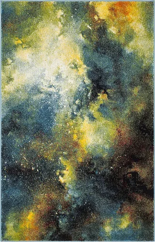 Miniatura 3 de SAFAVIEH Galaxy Collection GAL111B - Alfombra abstracta que no desprende pelusa, 4 x 6 pies, azul/multi