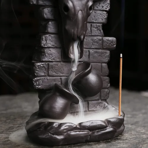 Miniatura 7 de Soporte para Incienso de Cono Cascada – Humo frío que fluye hacia atrás, quemador de incienso con reflujo, fuente de cerámica, soporte único