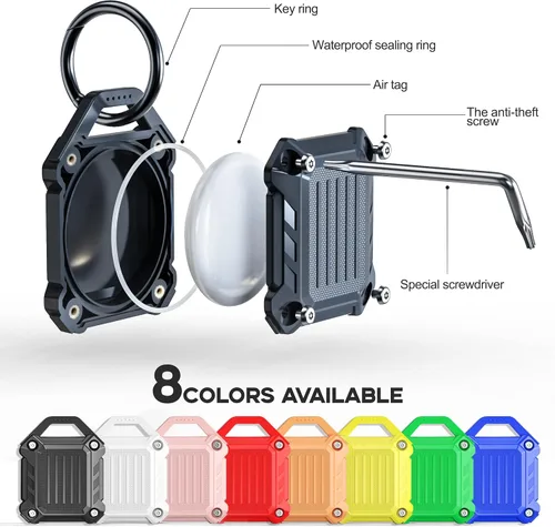 Miniatura 2 de DOVICK - Funda protectora impermeable para llavero Airtag, cubierta completa con tornillos compatible con el llavero de seguimiento Apple Air Tag P4