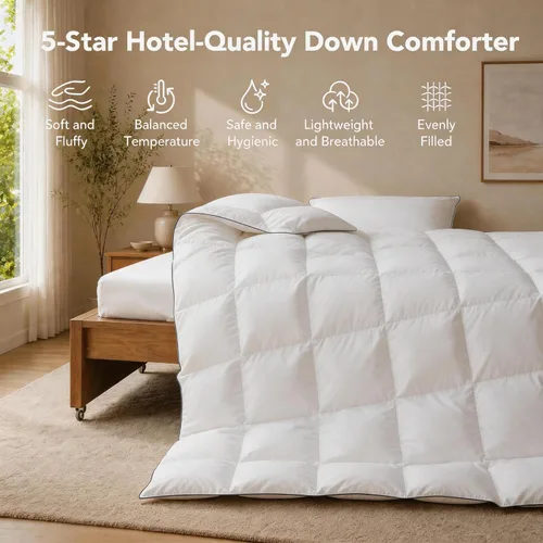 Miniatura 6 de Edredón de Fibra de Plumón Pesado Tamaño King Extragrande - Relleno de Edredón de Invierno Más Grueso Estilo Hotel de Alto Poder de Relleno para Gris